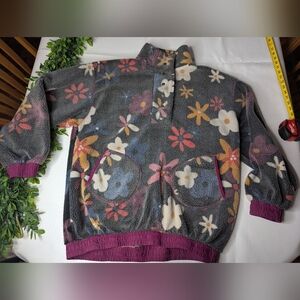 Urban Outfitters BDG Popover Alpine Floral Fleece Pullover Quarter Snap Size Med